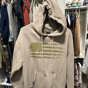 Nautica Tan Hoodie with Green Flag Design